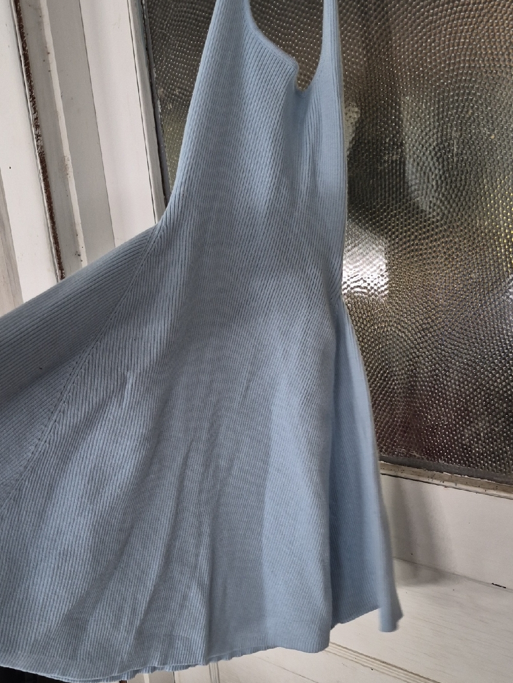 Windsor Light Blue Asymmetrical Ribbed Dress